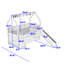 Lit mezzanine simple en métal avec glissade, ensemble de rideaux, garde-corps et échelle-1110903592