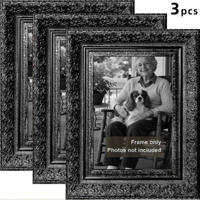 Black 3 PCS 11" x 14" Decorative Picture Frame with Plexiglass Front
