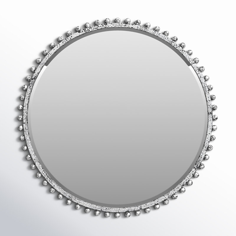 Bedonia 32'' Round Antique White Metal Framed Wall Mirror