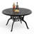 5-Piece Patio Dining Set, 48.03" Round Dining Table with Umbrella Hole & 4 Stackable Chairs with Blue Cushions-1570413632-1570413636