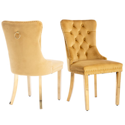 Belmont Button-Tufted Velvet Dining Chair – Premium Fabric & Solid Oak Frame
