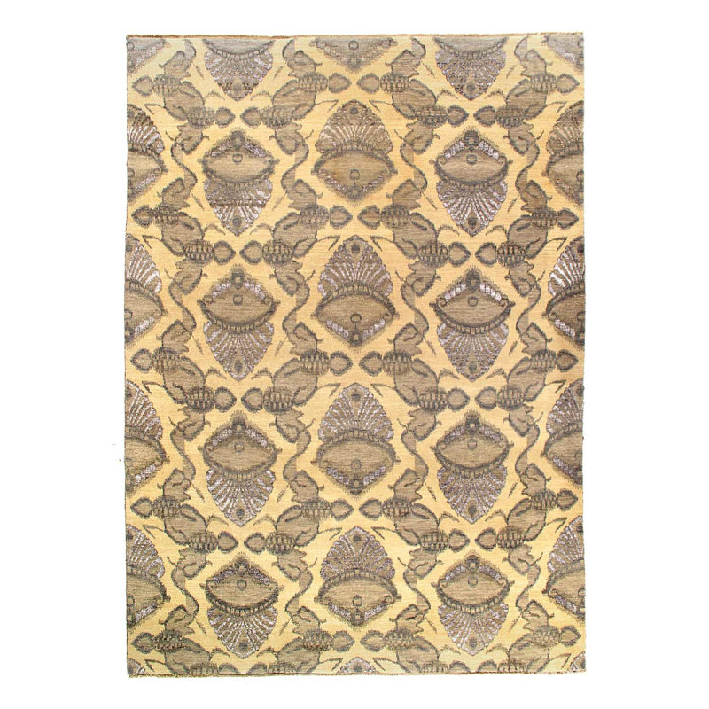 Tapis ikat fin noué à la main 8 pi 11 po x 12 pi 2 po