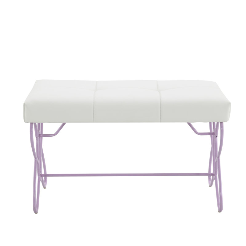 Banc en cuir synthétique blanc et violet Priya II