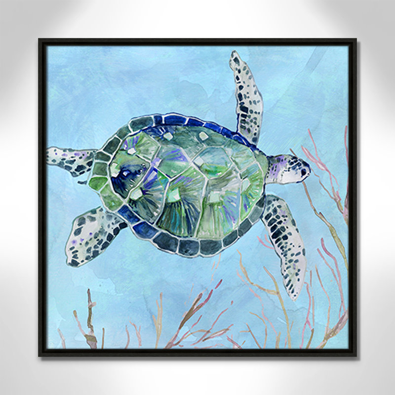 «Sea Turtle I» par Carol Robinson, Espresso, H 25,5 po x l 25,5 po x P 2 po