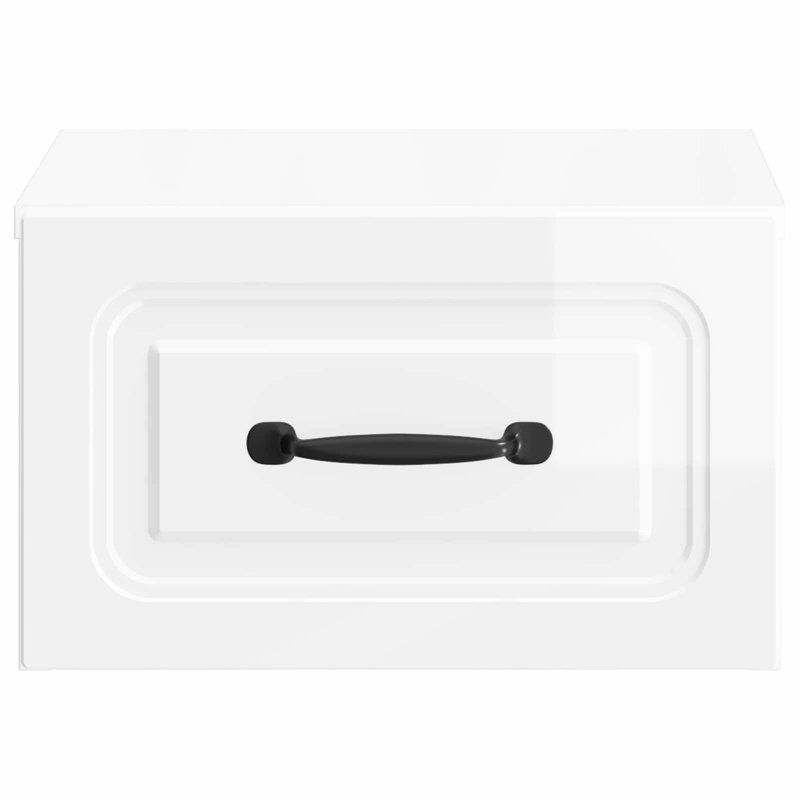 34.5cm W Manufactured Wood Bedside Table, High Gloss White