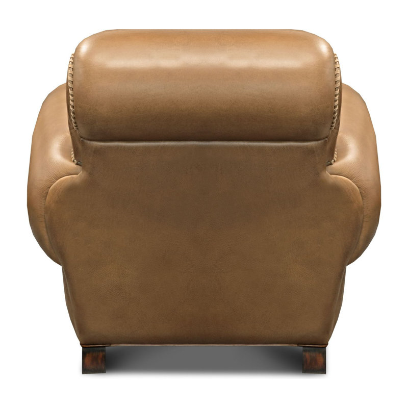 Parisian Leather Armchair, Espresso, Noveaux Olive
