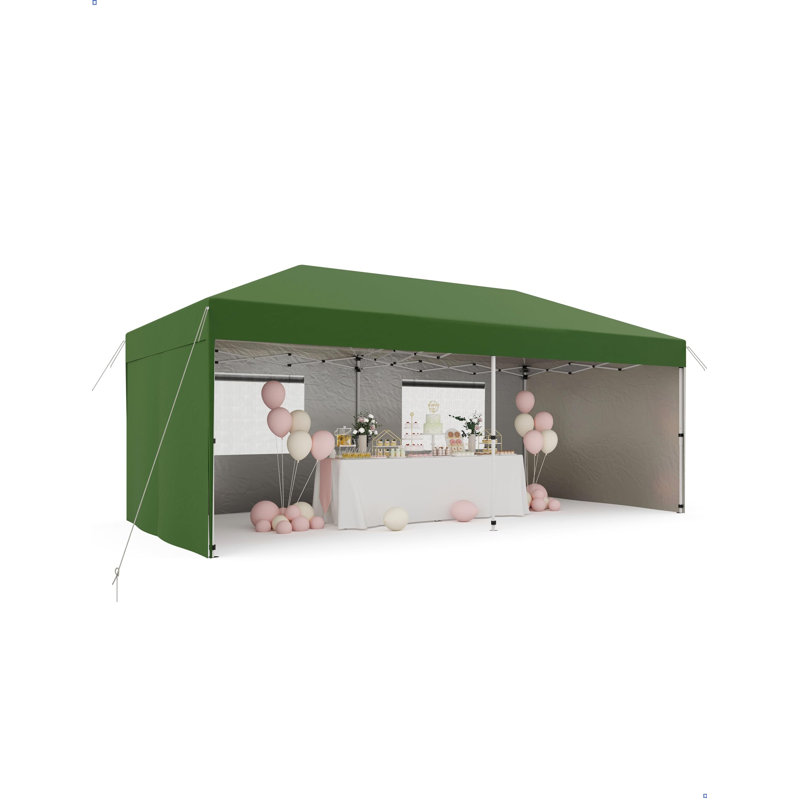 Tente de pavillon escamotable avec tissu 210 D Oxford, pavillon commercial portatif instantané, Vert