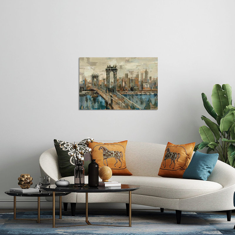 «New York View» par Silvia Vassileva - peinture sans cadre, H 16 po x l 24 po x P 0,25 po