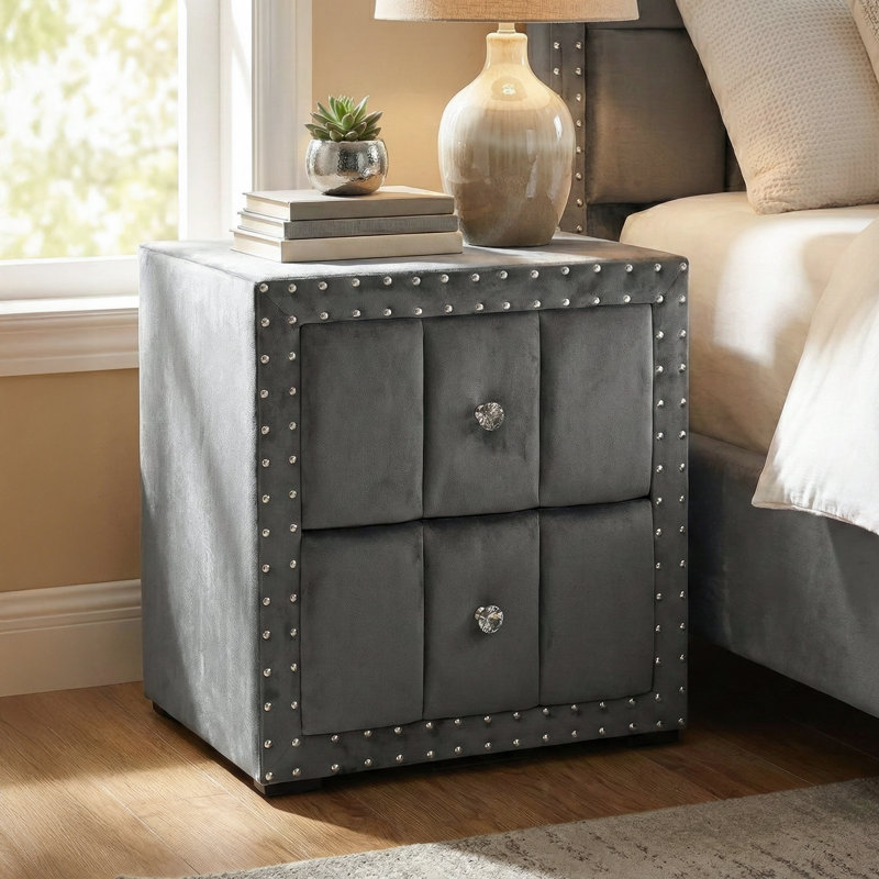 Table de chevet 2 tiroirs Gianni, Gris