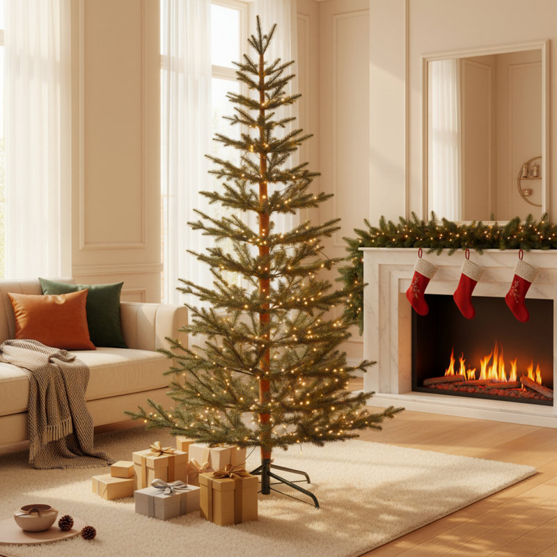 Arbre de Noël artificiel 7,5 pi, 780 pointes, 170 lumières DEL blanc chaud et multicolore, 10 modes, arbre de Noël artificiel mince