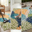 Tapis intérieur / extérieur rond en polypropylène bleu / vert / orange 5 pi 3 po x 5 pi 3 po Isalia