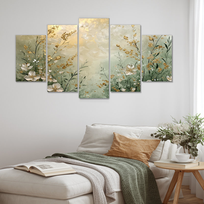 Wildflowers Spring Symphony Fury III - décoration murale fleurs sauvages - art mural traditionnel 5 pièces