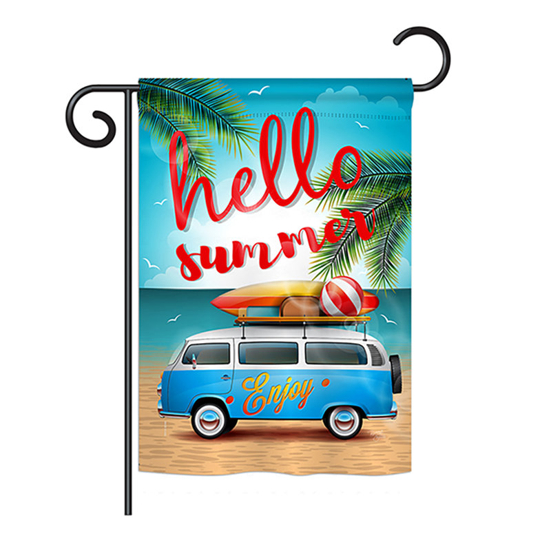 Drapeau de jardin en polyester 18,5 x 13 po Randall Hello Summer