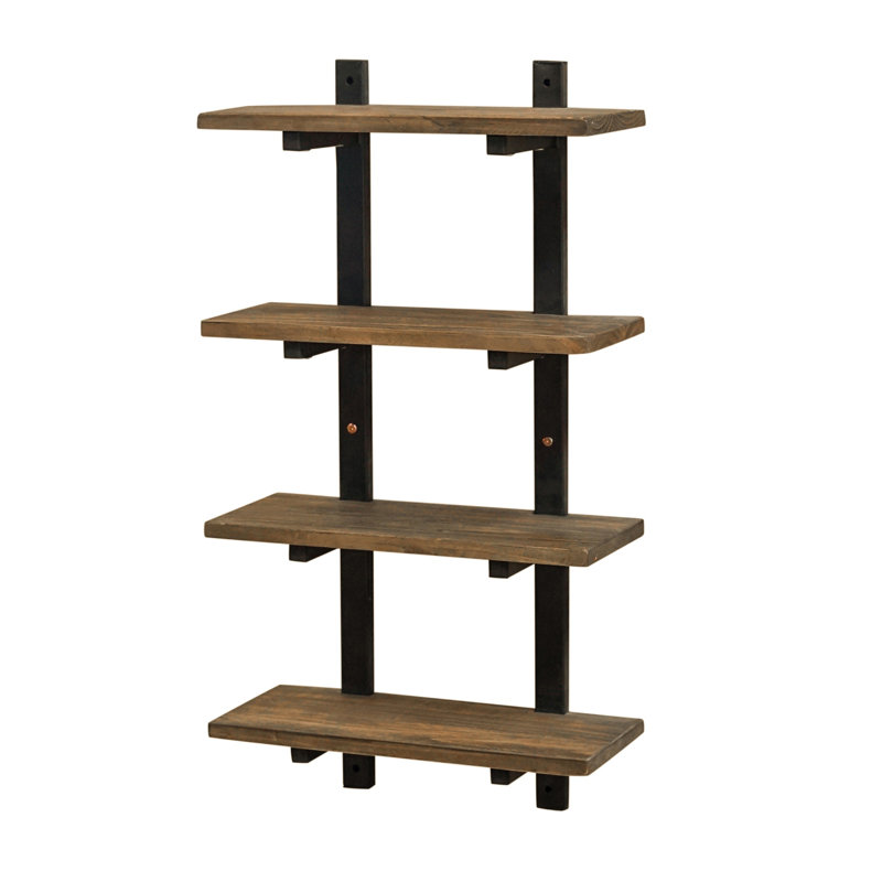 Pomona 4-Tier Wall Mounted Bathroom Storage Shelf - 36” (Natural/Black), 36" H x 20" W x 8" D