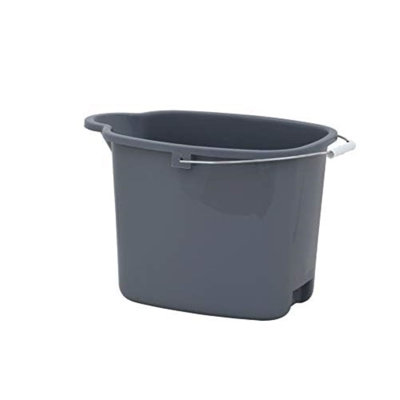 Seau en plastique Superio avec poignée antidérapante, grand seau de nettoyage de 16 litres gris, seau de serpillière robuste, bain, lave-auto, bols de camping, pêche