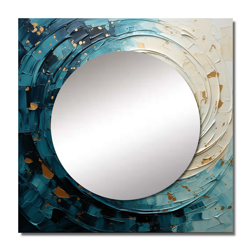 Thaila - Grand miroir carré à spirales abstraites pour décoration murale, 23 po x 23 po