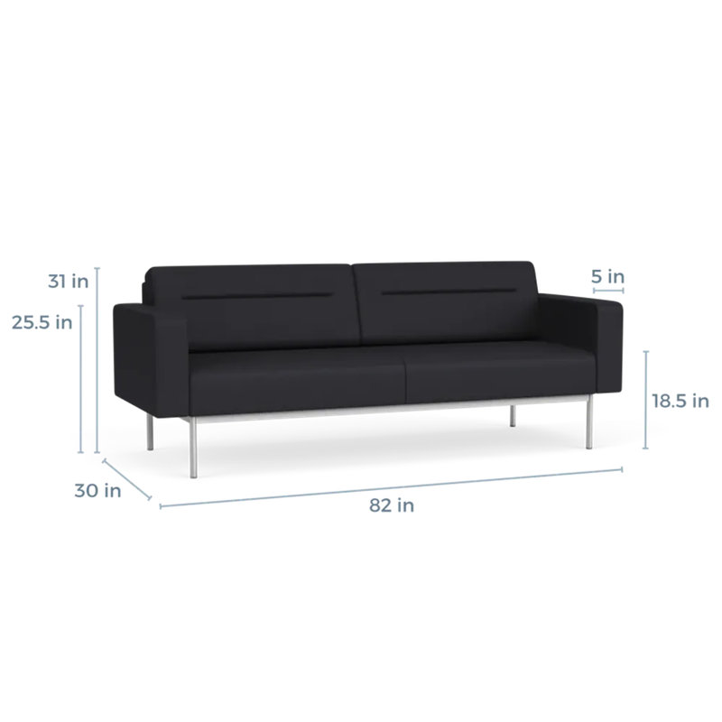 Canapé de réception Darsey, Sans alimentation, Noir Patriot Plus, Argent argent