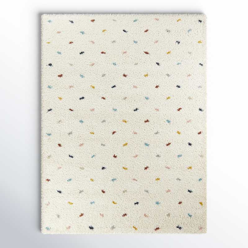 Mayon Dot Rainbow Colored Shag Area Rug, Rectangle 7'10" x 10'