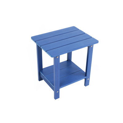 A Wooden-Textured Imitation Wood Side Table, Simple Yet With A Rich Texture. It Comes With A Small Tabletop And Is For Outdoor Picnics. Dark Blue