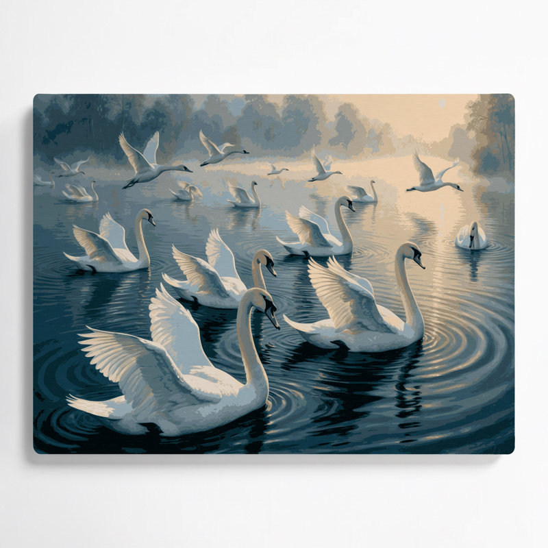 Art mural oiseaux en métal gris cygne, H 240 po x l 360 po x P 0,05 po
