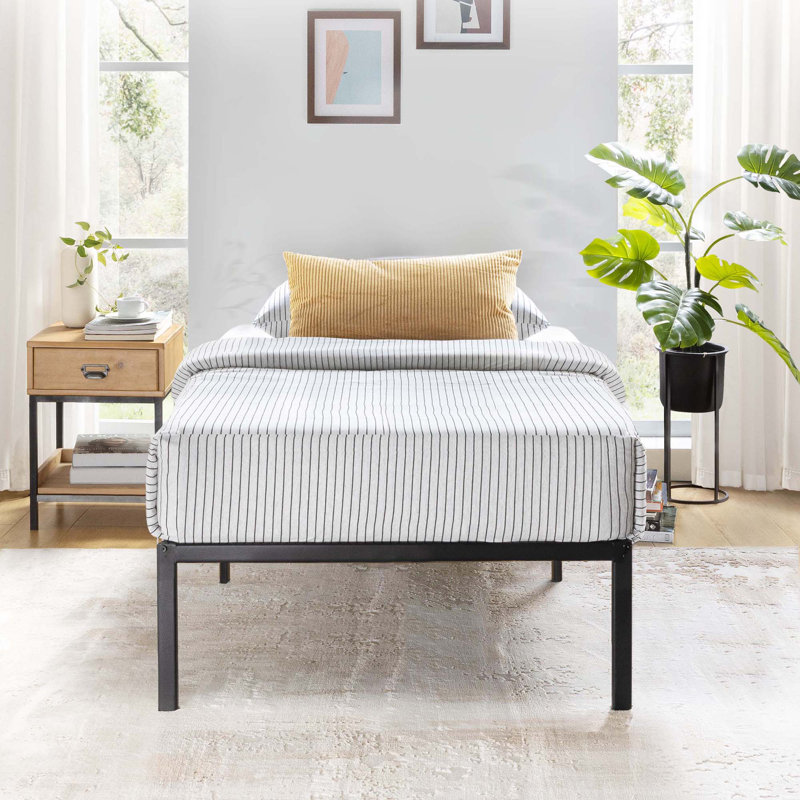 Messancy 16" Steel Platform Bed, Twin, Black
