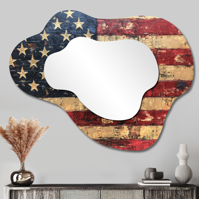 Drapeau des États-Unis de la Constitutional convention - drapeau des États-Unis, miroir asymétrique irrégulier, miroir mural moderne, imprimé sur métal