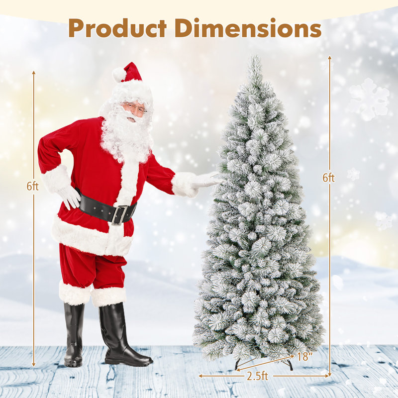 Arbre de Noël enneigé The Holiday Aisle® avec aiguilles de pin 680 branches et 200 lumières DEL, 6'