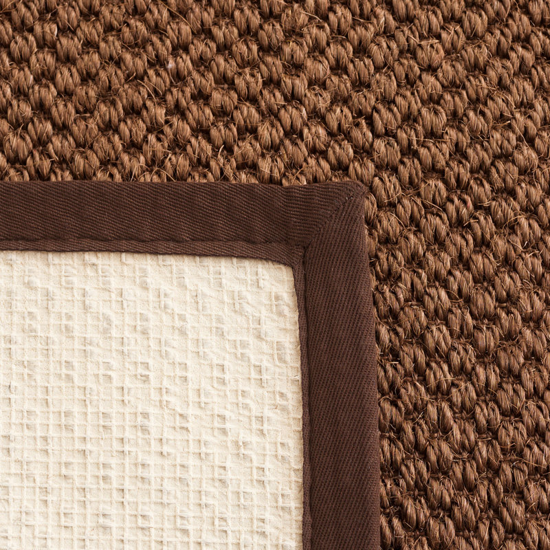 Debroh Natural Fiber Sisal With Latex Solid Color Rug, Rectangle 5' x 8'