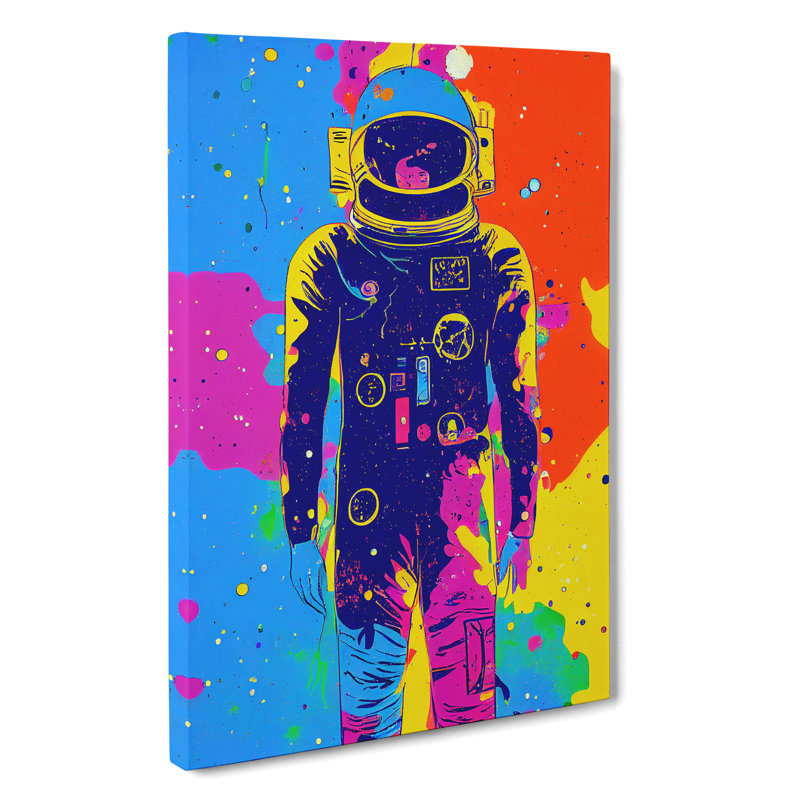 XC1022-1528X Colourful Astronaut - Wrapped Canvas Print, 60cm H x 40cm W x 3cm D