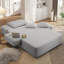 Luxueuse chaise longue en velours côtelé moelleux avec 3 coussins, canapé-lit convertible avec poche de rangement, conception sans cadre et mousse de compression pour les petits espaces, salon, appartement, gris clair-722486209