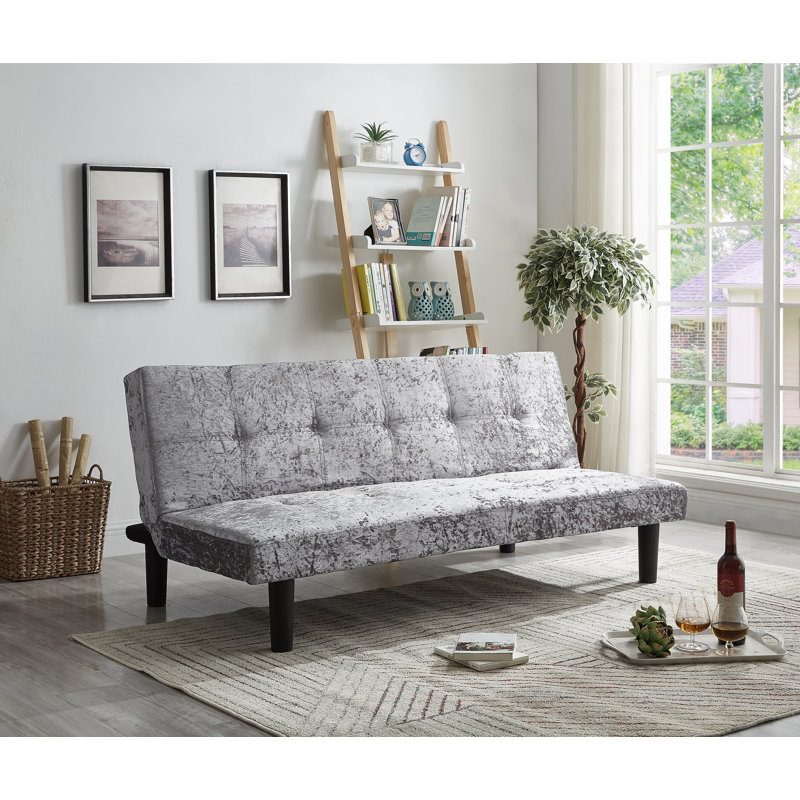 Diamondville 3 Seater Velvet Sofa Bed, Steel
