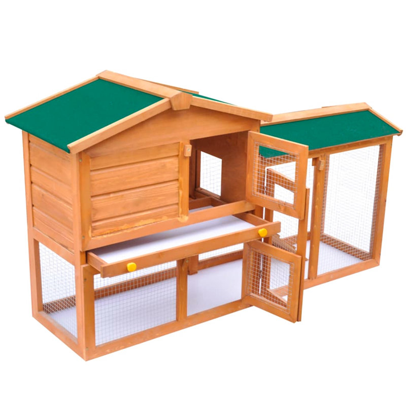 Outdoor Large Rabbit Hutch Small Animal House Pet Cage Wood 145x45x84 cm
