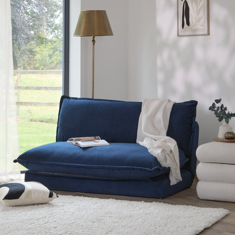 2 Seater Sofa Bed - Boucle, Blue, Double