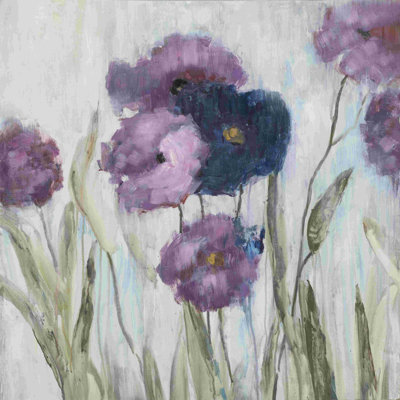 Fleurs mauves sur fond gris 1