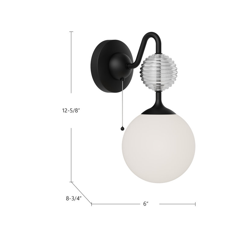 Celia Armed Sconce, Matte Black