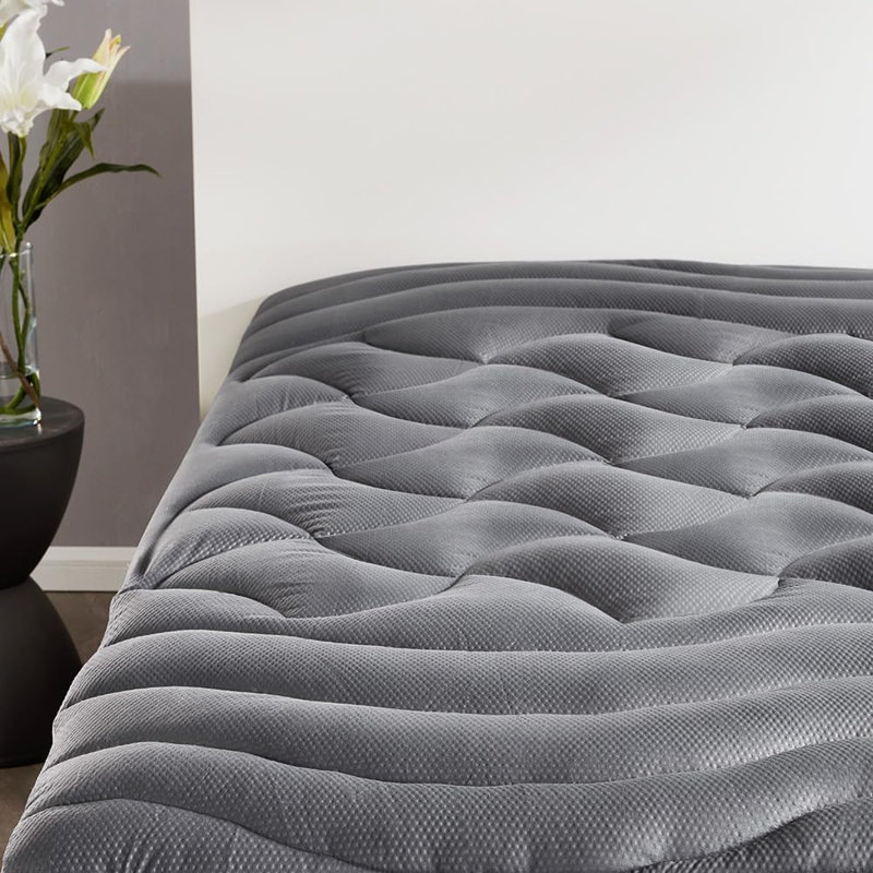 Surmatelas respirant et rafraîchissant, matelassé 3 zones avec poche profonde, Gris, Très grand californien
