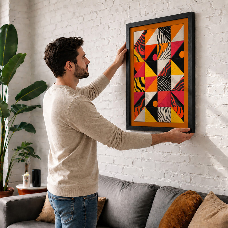 Pinwheel Grid Geometric - Print, Oak, A4 - 29.7 x 21.0 cm