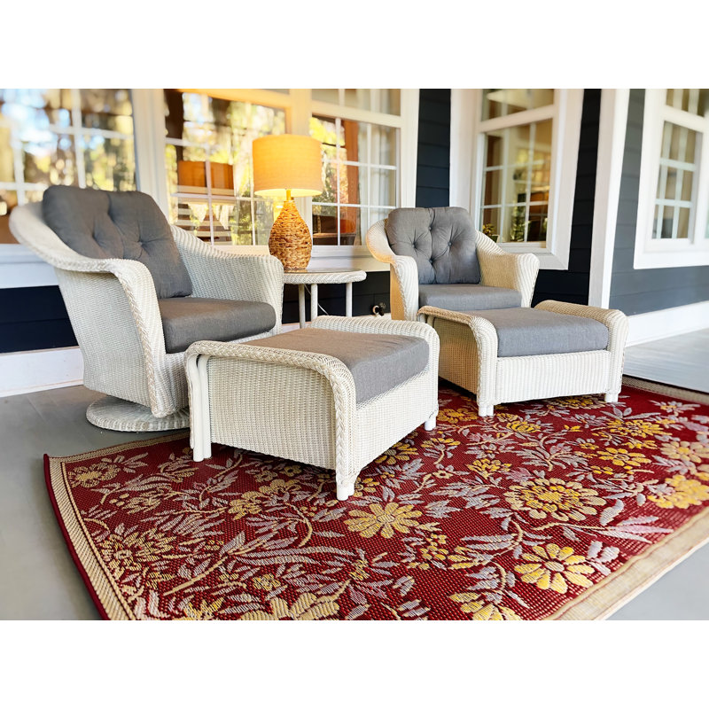 Cranberry Floral Synthetic Reversible 4' x 6' Area Rug