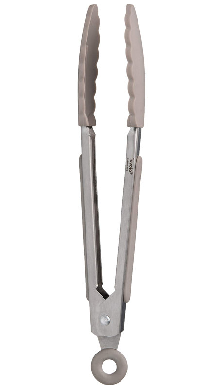 Mini pinces en silicone Tovolo Elements 7 pouces pour service de précision et hors-d'œuvre, gris chaud, Gris