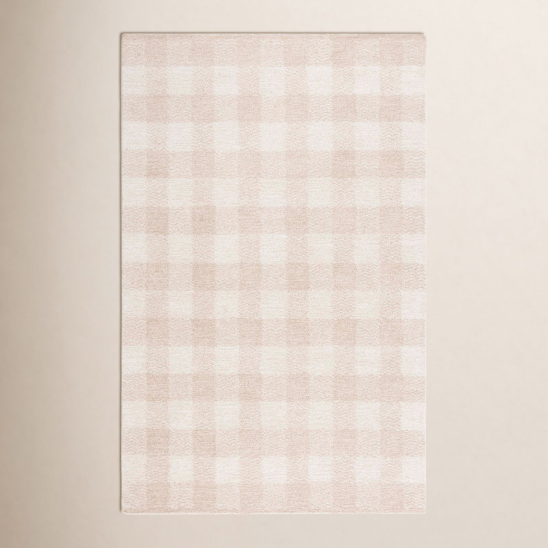 Genre 801 Hand Tufted Wool/Cotton/Fiber Checkered Rug in Beige/Ivory, Rectangle 4' x 6'
