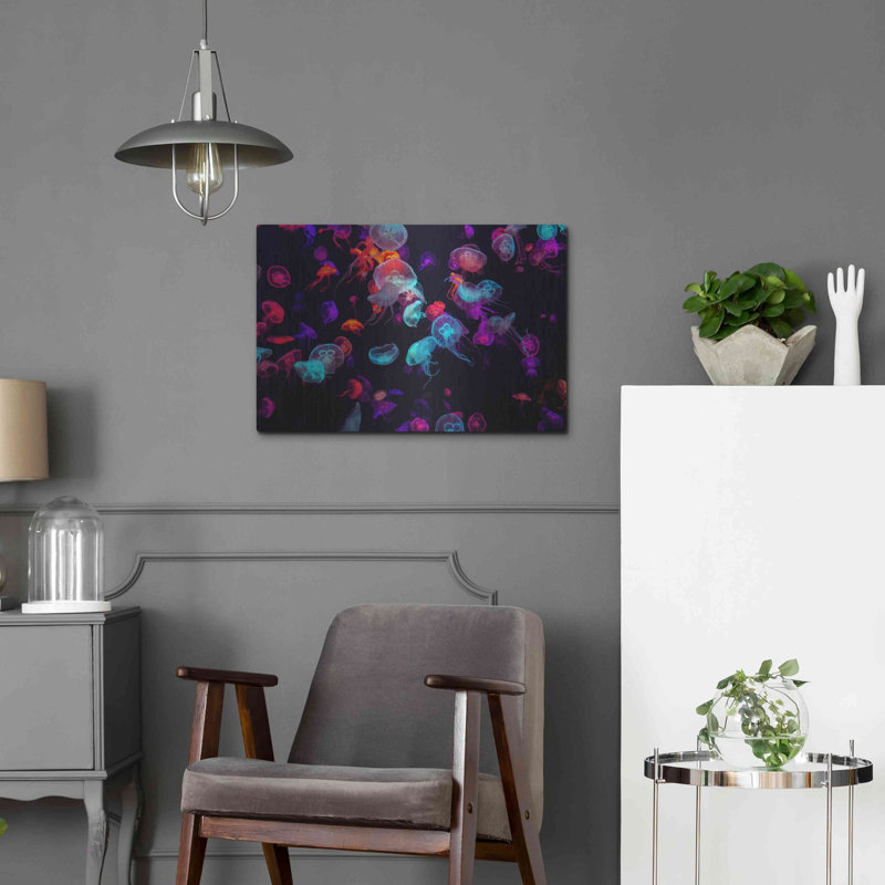 «Jelly Fish World» par Luxe Metal Portfolio, H 16 po x l 24 po