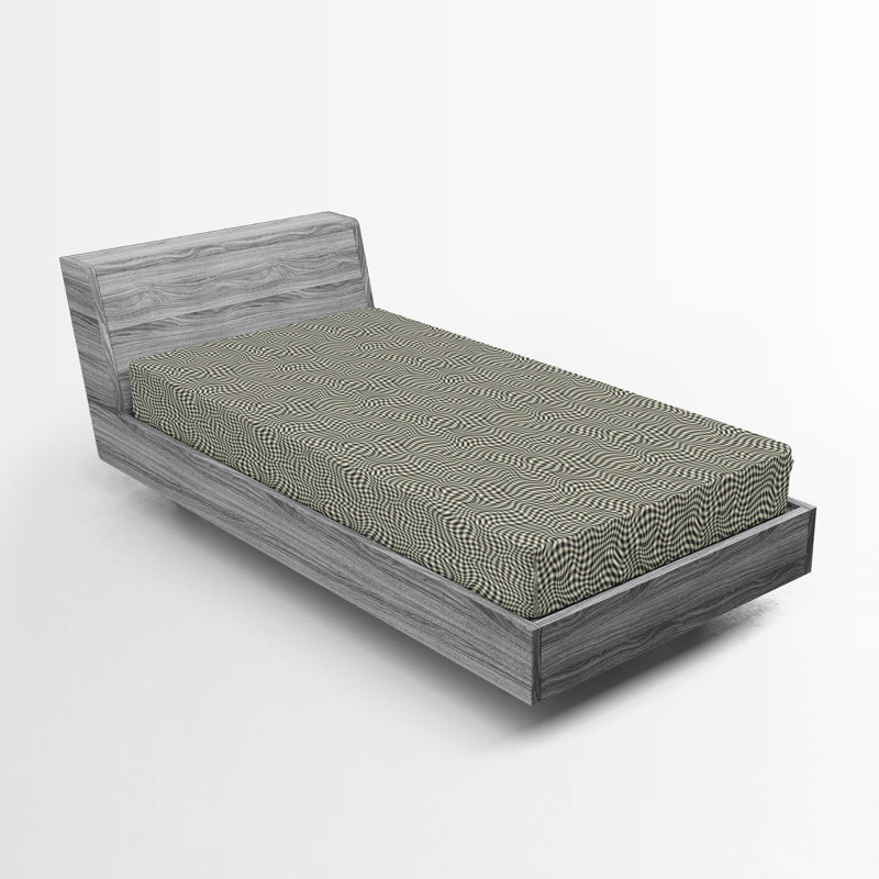 Drap-housse Ambesonne, Charcoal Grey Eggshell Checkered, Drap-housse simple TG