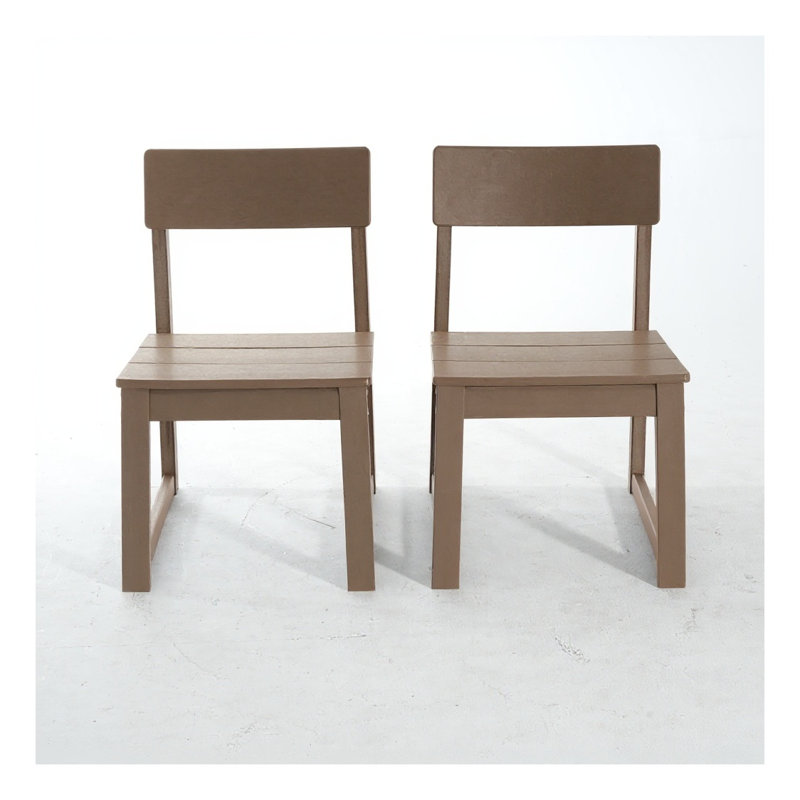 Ensemble de 2 chaises de salle à manger d'extérieur en PEHD gris - Ensemble de conversation de terrasse moderne toutes saisons