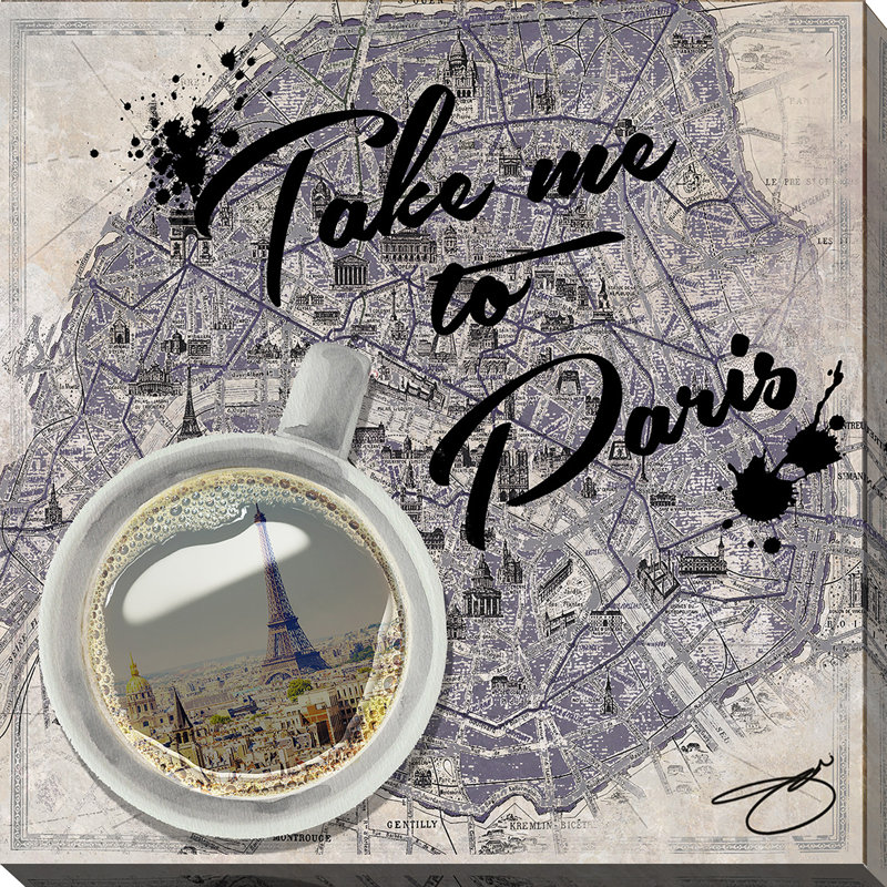 « take me to paris », impression sur toile, H 36 po x l 36 po x P 1,5 po, Toile tendue
