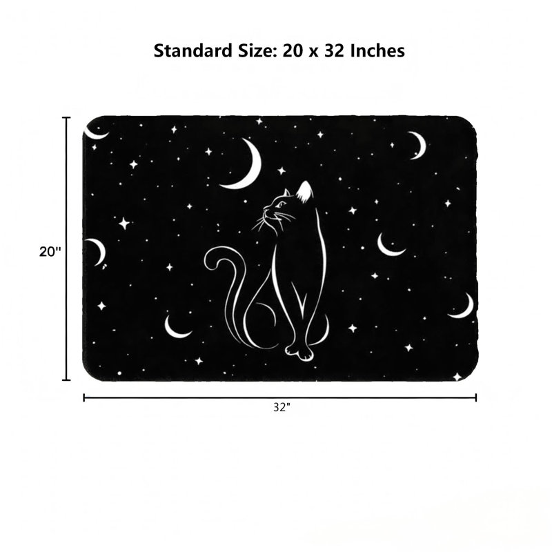 Tapis noir antidérapant pour salle de bain et salle de lavage, tapis de bain céleste et noir 20LX32W