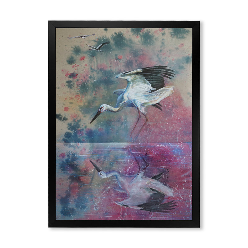 Œuvre d'art traditionnelle sur toile, reflet coloré de Stark dans l'eau, H 20 po x l 12 po x P 1 po, Cadre photo noir