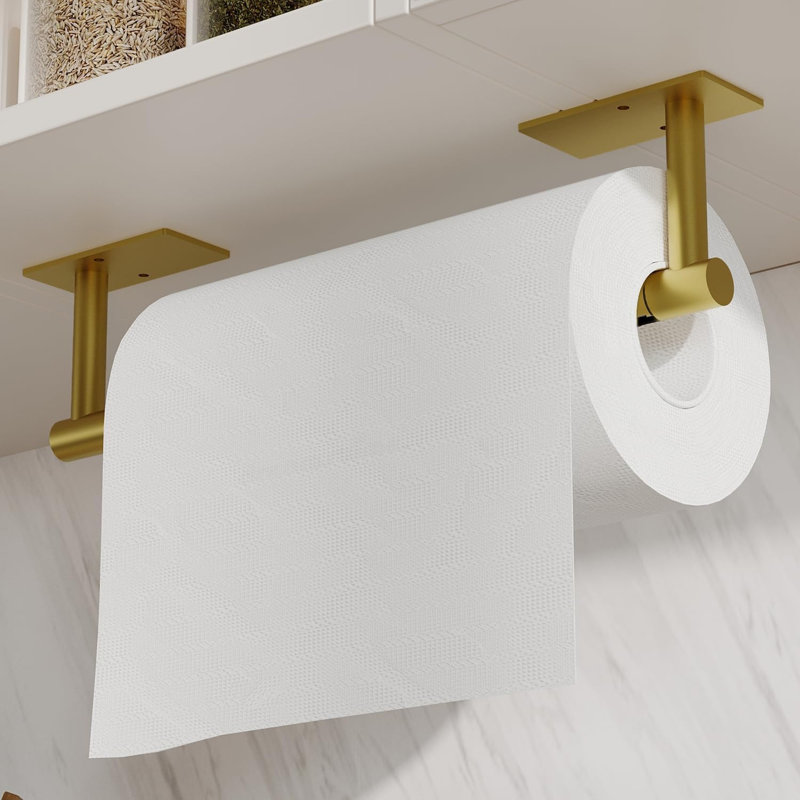 Kitchen Roll Holder Under Cabinet, Gold