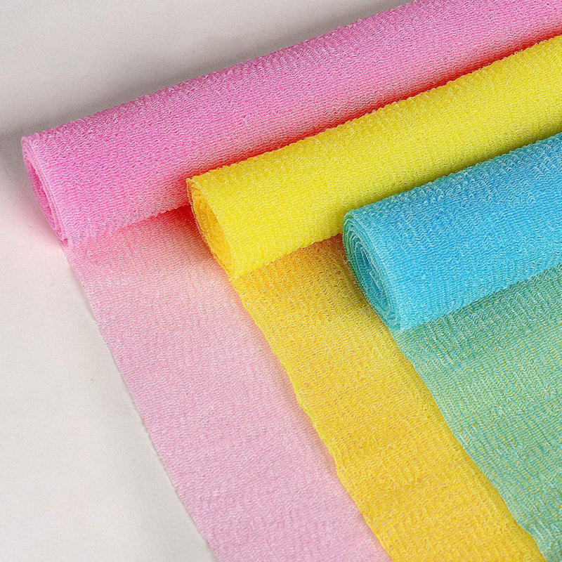 Exfoliating Washcloth Body Scrubber Back Scrubber For Shower Japanese Beauty Washcloth Bath Wash Cloth Korean Exfoliation Luffah Towel Net Sponge Loofah Body Scrub 3 Pack