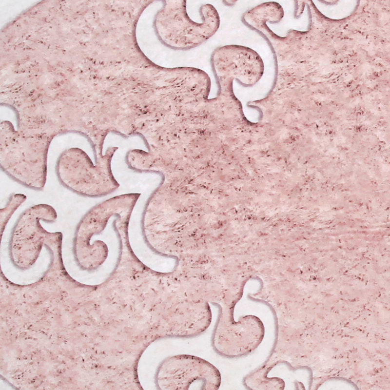 Tapis rose / blanc en polyester tissé à la machine Novelty Elkhorn, Nouveauté 5 pi 3 po x 7 pi 7 po