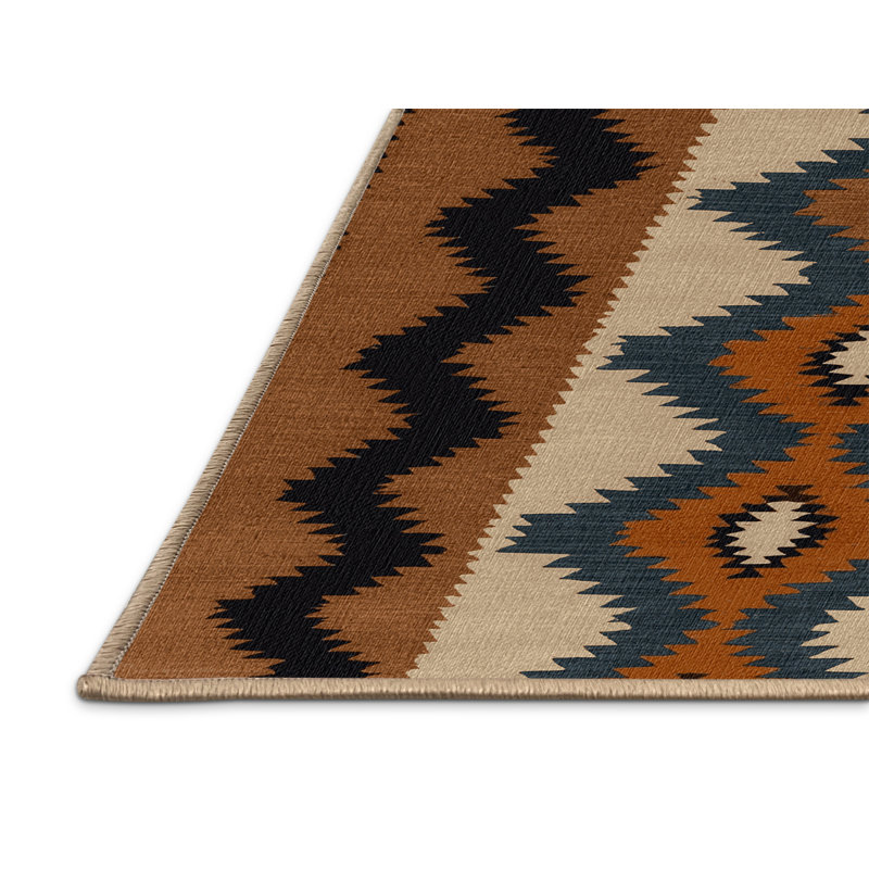 Washable Navajo Chevron Southwestern Area Rug, Rectangle 6' x 9'